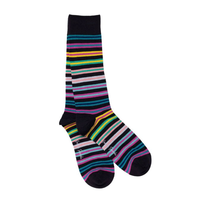 Navy Multistriped Bamboo Socks