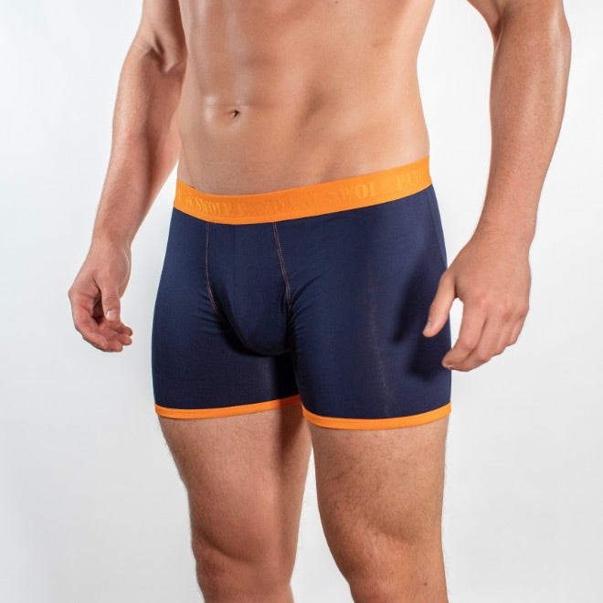 Bamboo Boxers - Navy and Orange Band