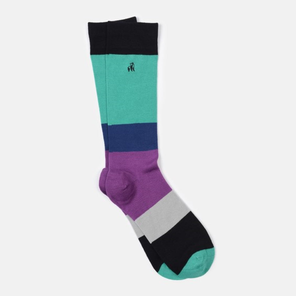 Green Large Stripe Bamboo Cotton Socks