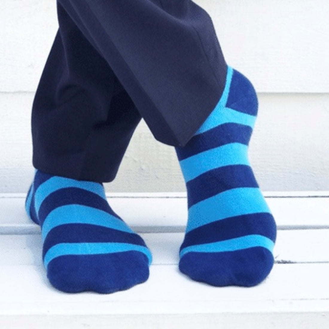 Sky Blue Striped Bamboo Socks