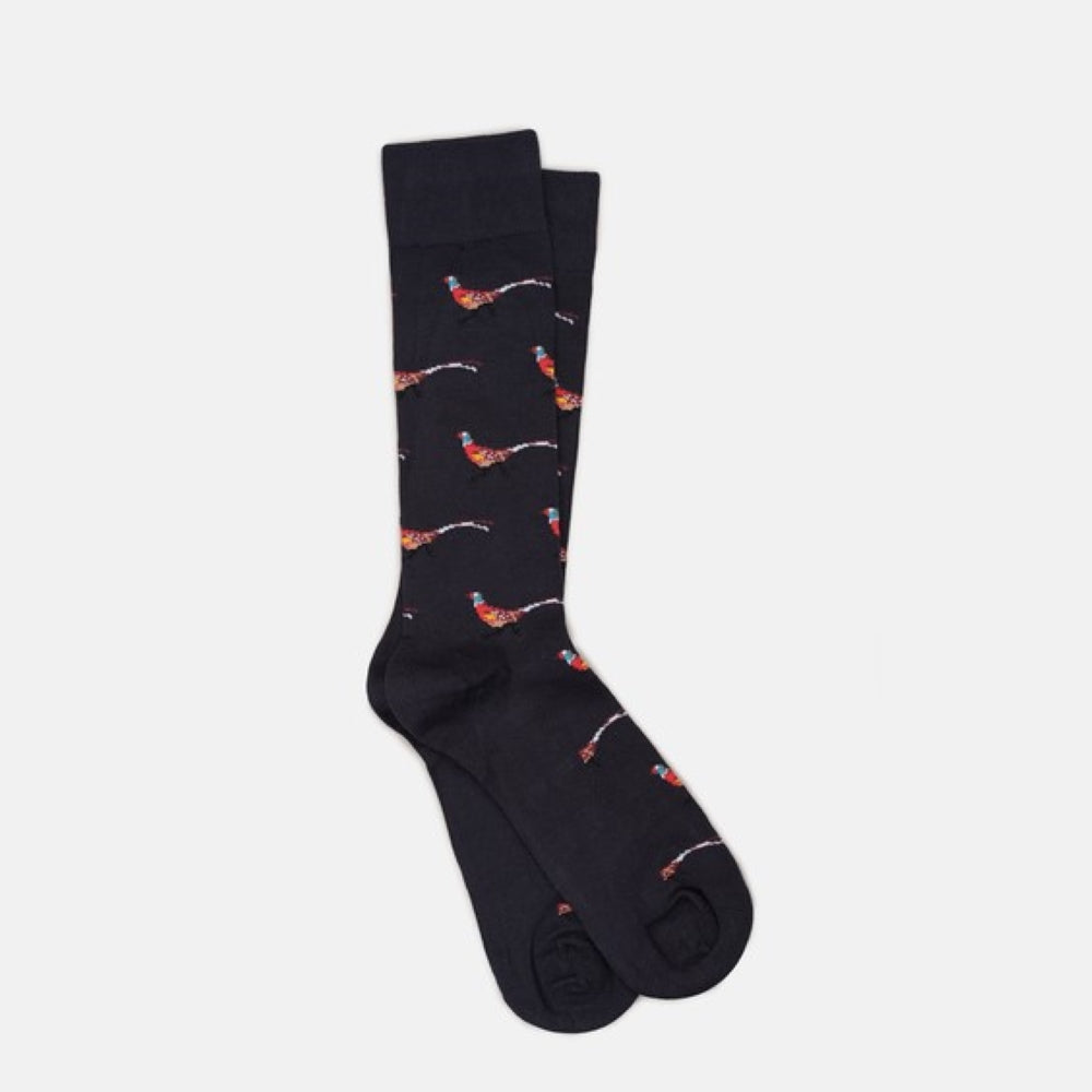Navy Pheasant Bamboo Socks