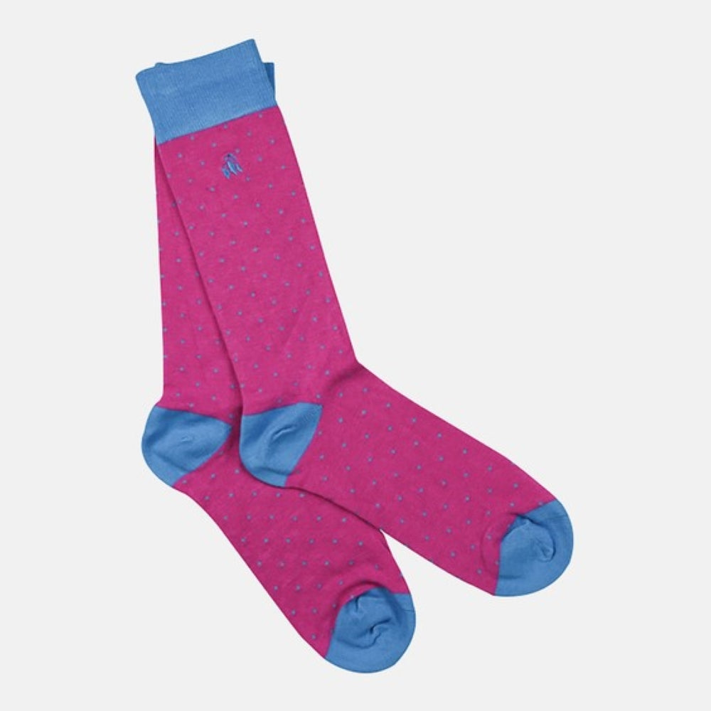 Spotted Pink and Blue Bamboo Socks