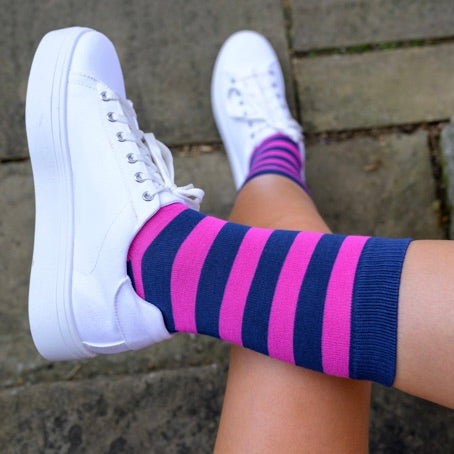 Rich Pink Striped Bamboo Socks