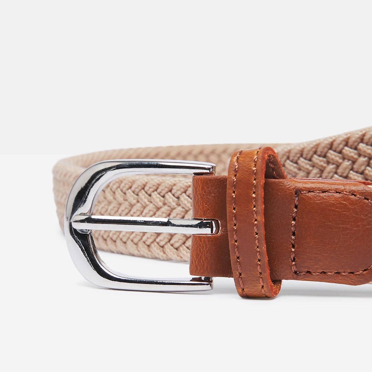 Ladies' Woven Stretch Belt in Beige