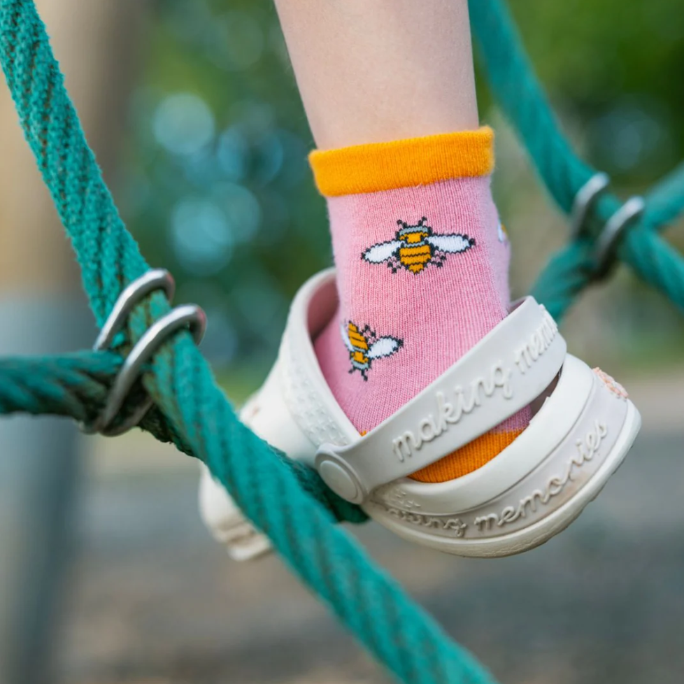 Children's Bamboo Pink Bumblebee Socks (can be matched with an adult pair).