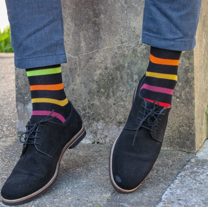 Black Small Stripe Bamboo Socks