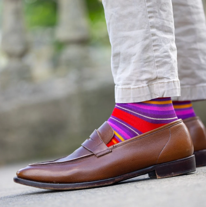Red Multi Stripe Bamboo Socks