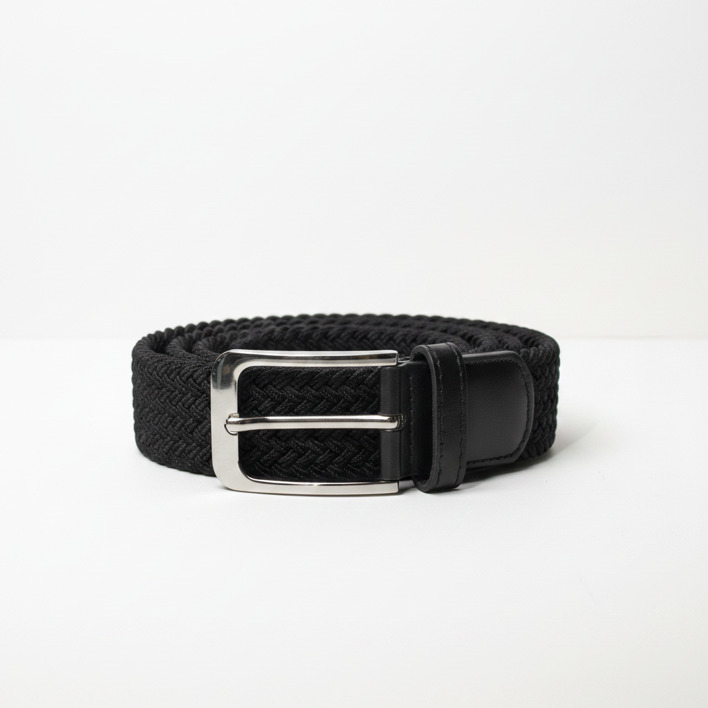 Men's Woven Stretch Belt in Black