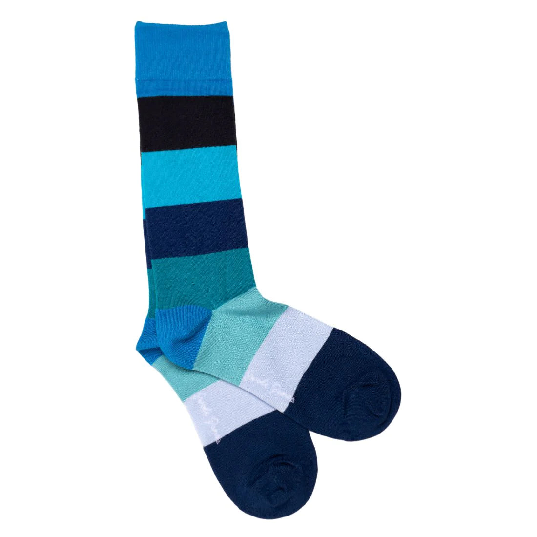 Blue Block Striped Bamboo Socks