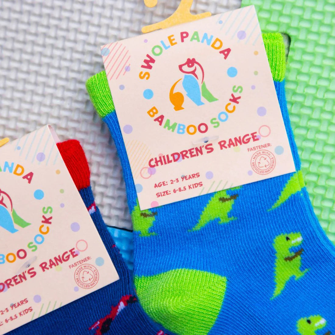 Children's Bamboo Dinosaur Socks (can be matched with an adult pair)