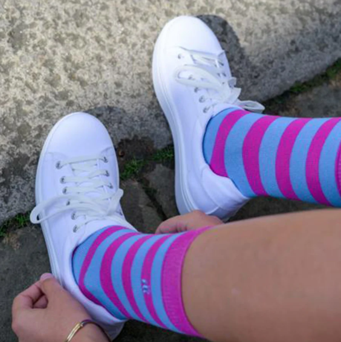 Light Blue and Pink Bamboo Socks