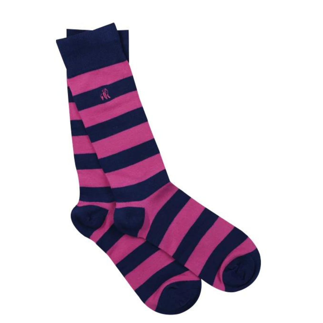 Rich Pink Striped Bamboo Socks