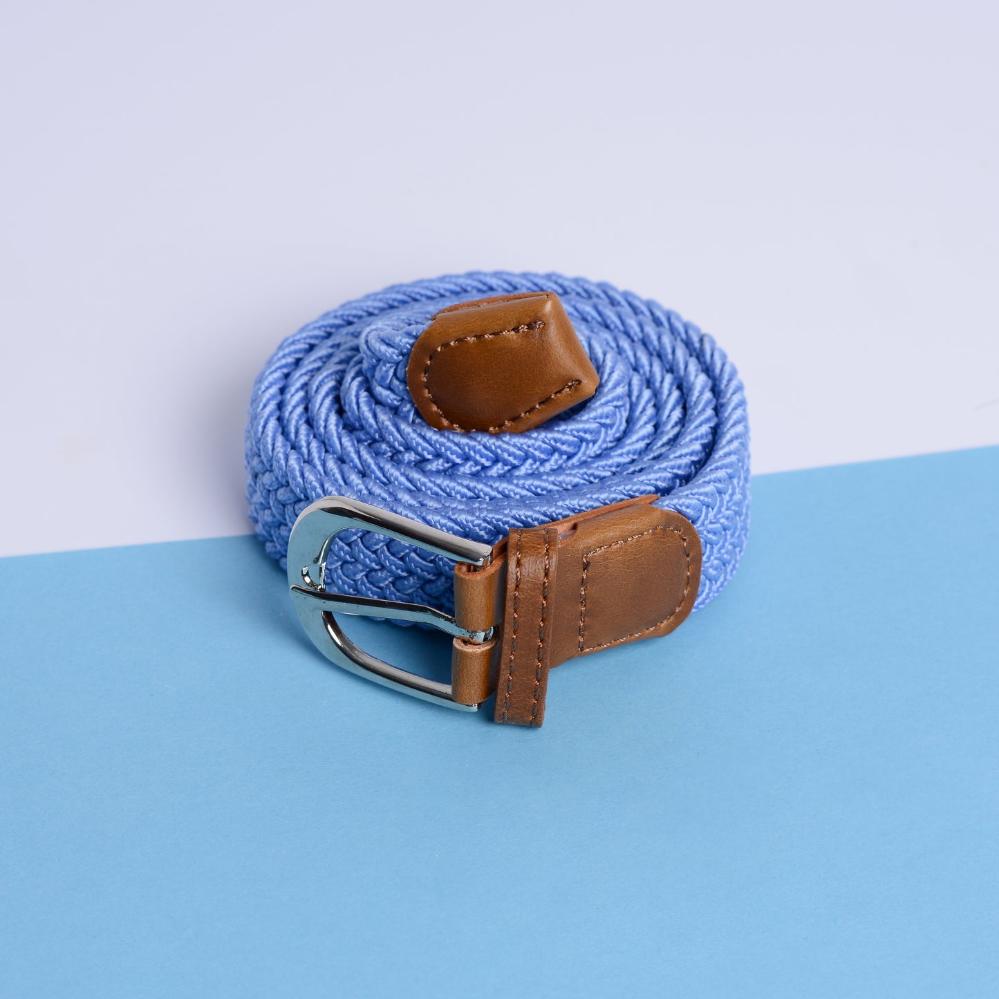 Children's Woven, Stretch Belt in Light Blue