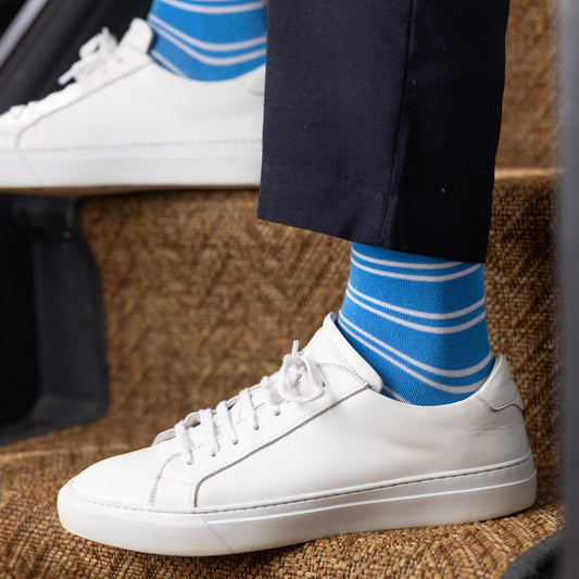 Light Blue Stripe Bamboo Cotton Socks