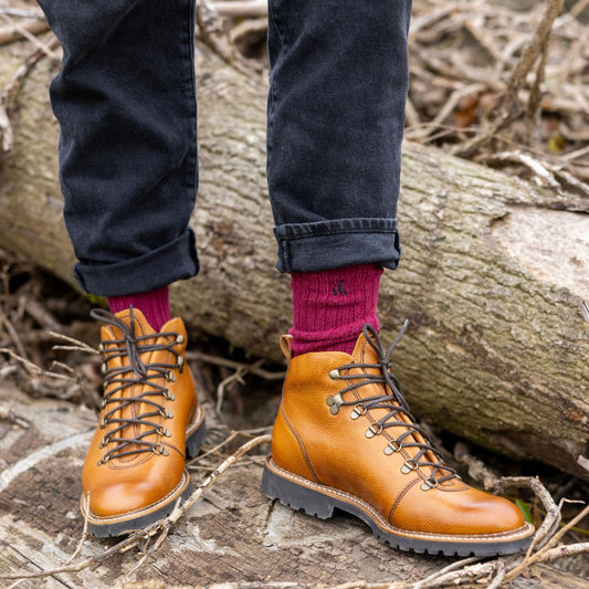 Men's and Women's Bamboo Boot Socks in Burgundy