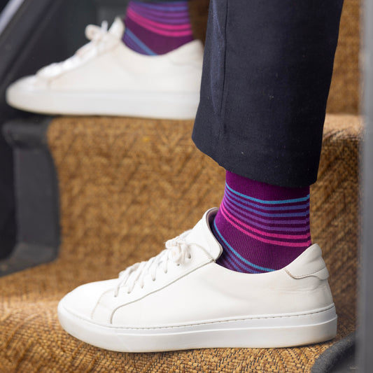Purple Narrow Stripe Bamboo Socks