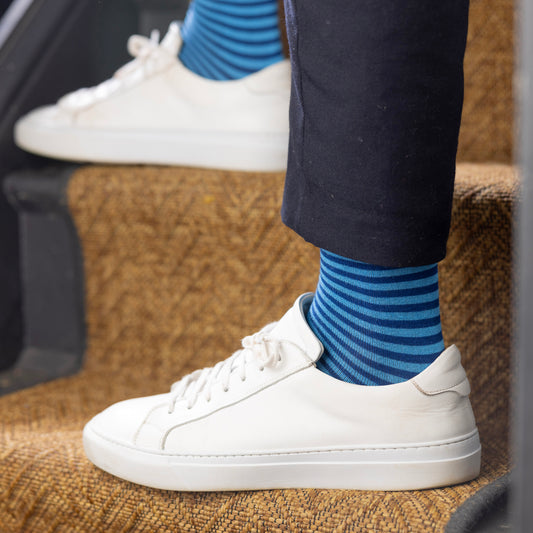 Blue Narrow Stripe Bamboo Socks