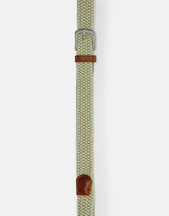 Men's Woven Stretch Belt in Beige