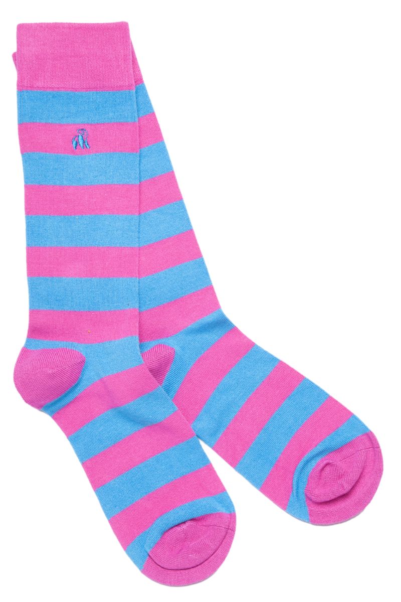 Light Blue and Pink Bamboo Socks