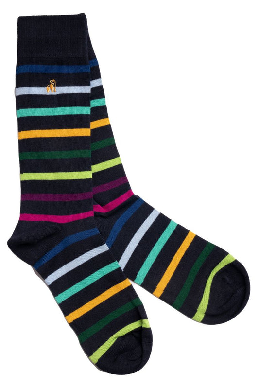 Black Small Stripe Bamboo Socks