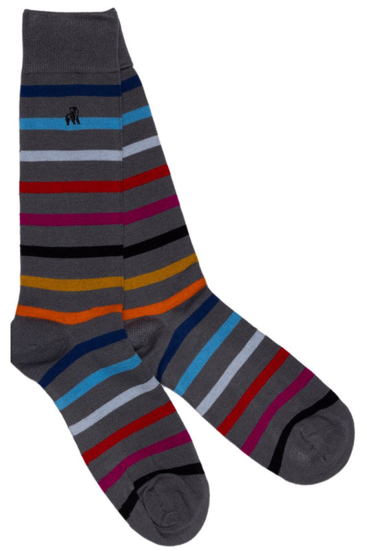 Grey Small Stripe Bamboo Socks