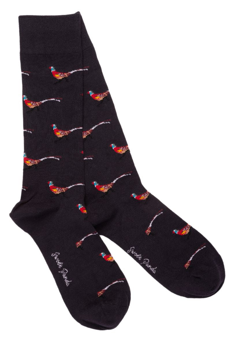 Navy Pheasant Bamboo Socks