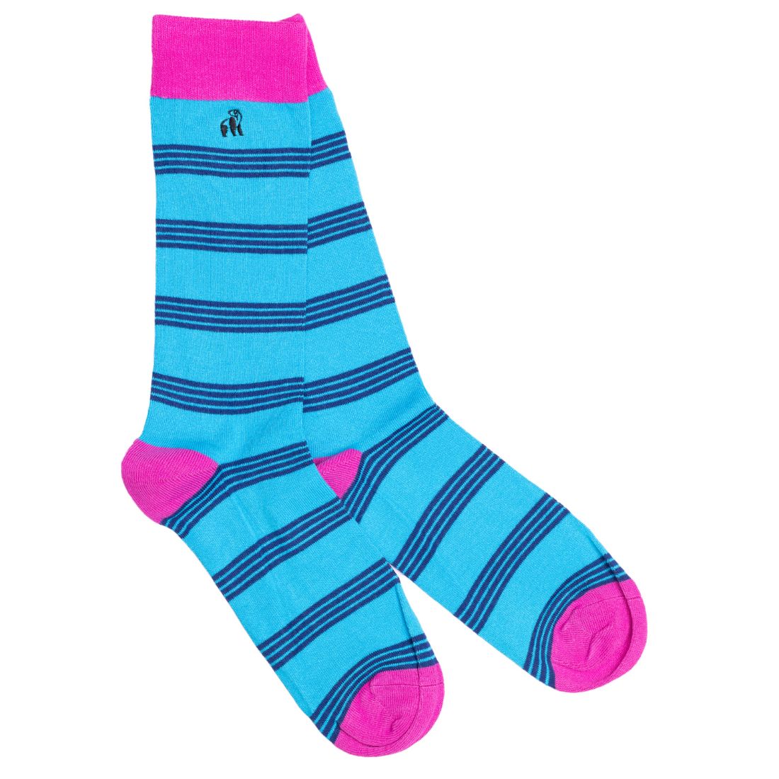 Aqua and Pink Stripe Bamboo Socks