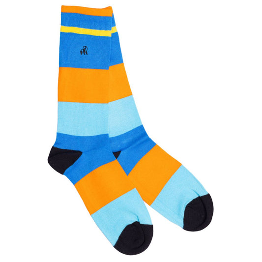 Orange and Blue Stripe Bamboo Socks