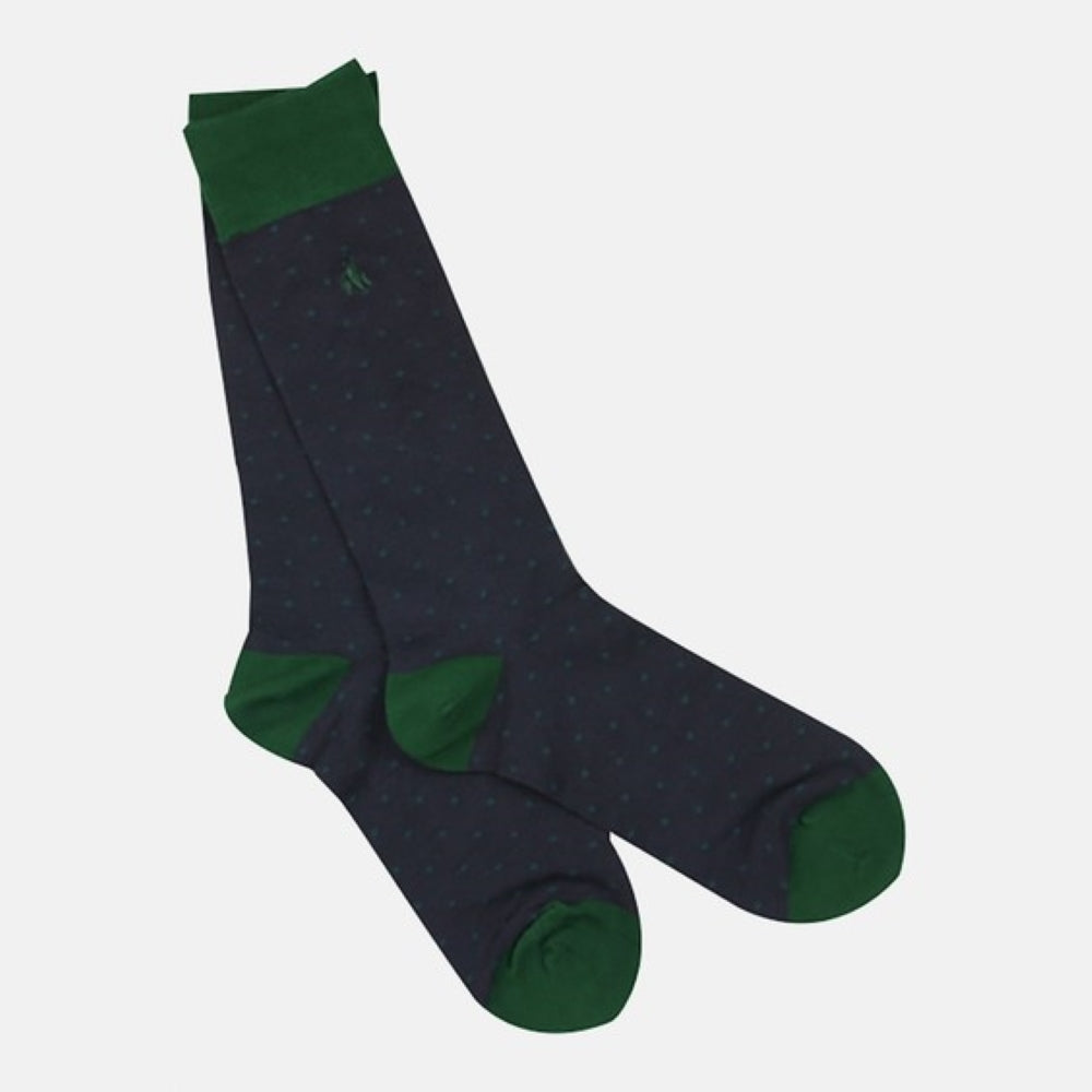 Spotted Green and Navy Bamboo Socks