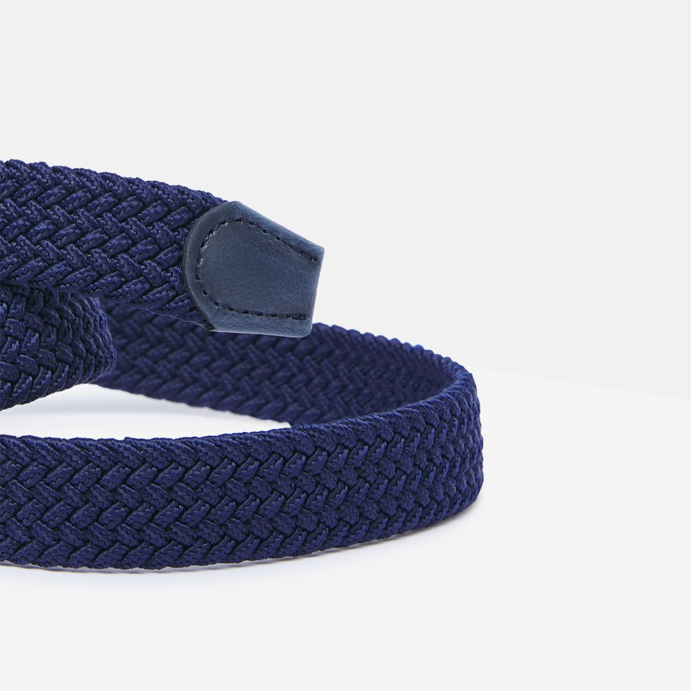 Ladies' Woven Stretch Belt in Navy with Brown Tab