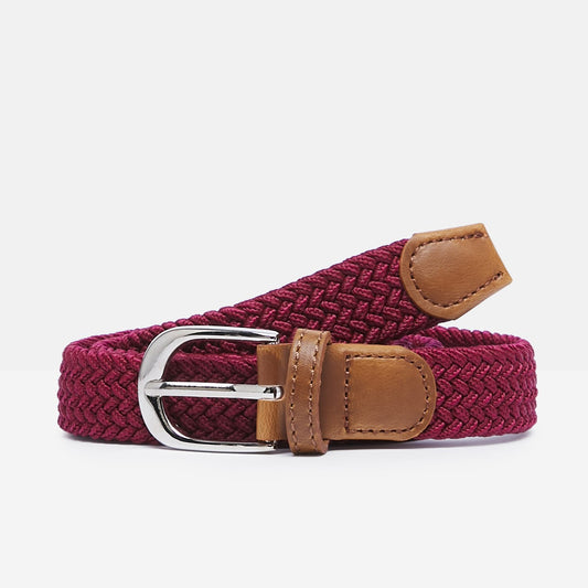 Ladies' Woven Stretch Belt in Mulberry
