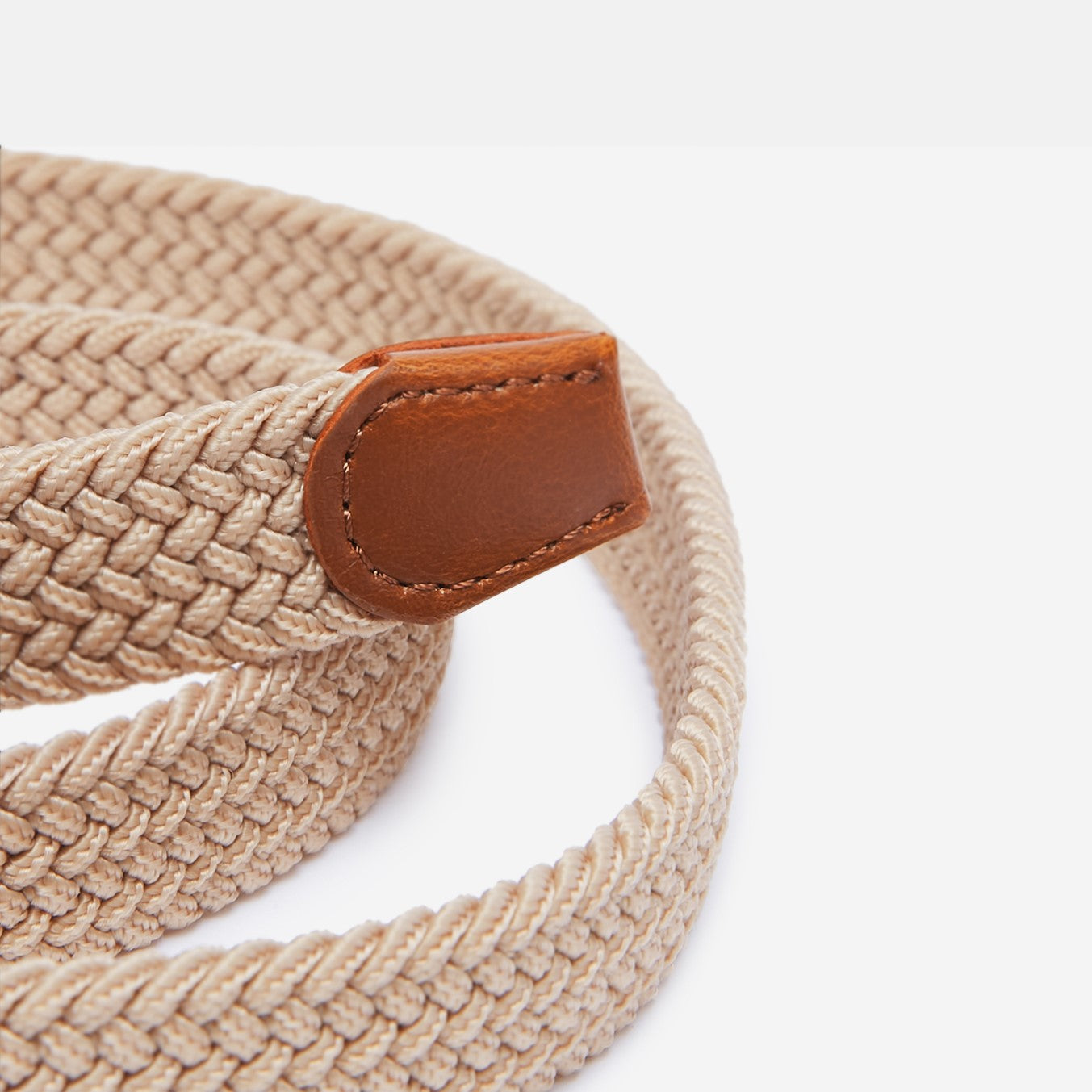 Ladies Woven Stretch Belt in Beige