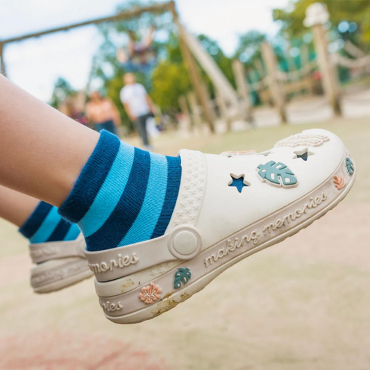 Children's Blue and Navy Stripe Bamboo Socks (can be matched with an adult pair).