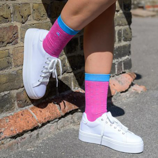 Spotted Blue and Pink Bamboo Socks