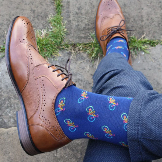 Blue Bicycle Bamboo Cotton Socks