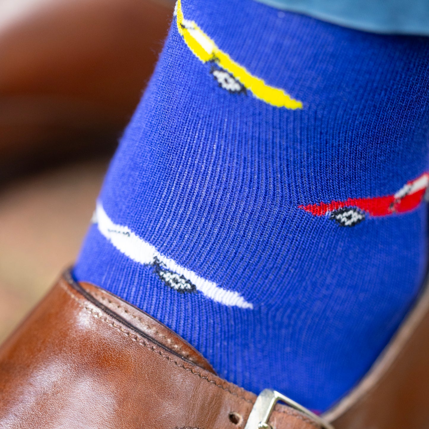 Blue Classic Car Bamboo Socks
