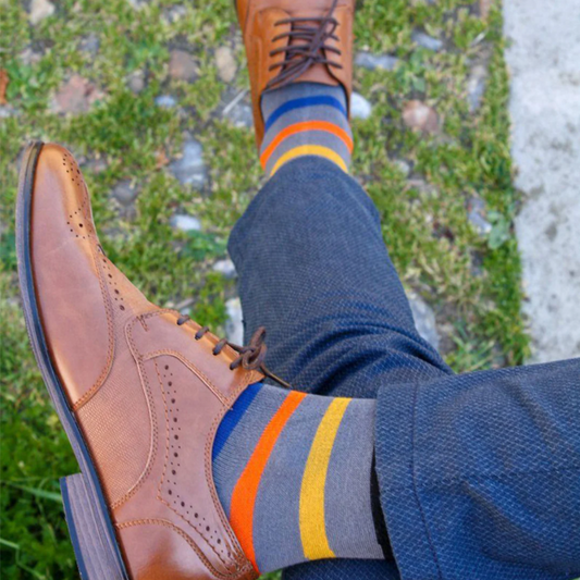 Grey Small Stripe Bamboo Socks