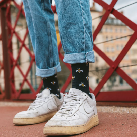 Navy Bumble Bee Bamboo Socks