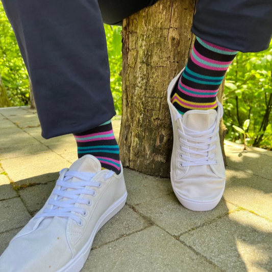 Navy Multistriped Bamboo Socks