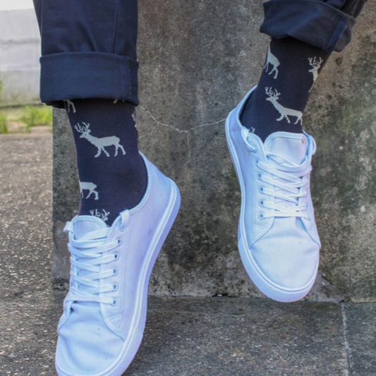 Navy Stag Bamboo Socks