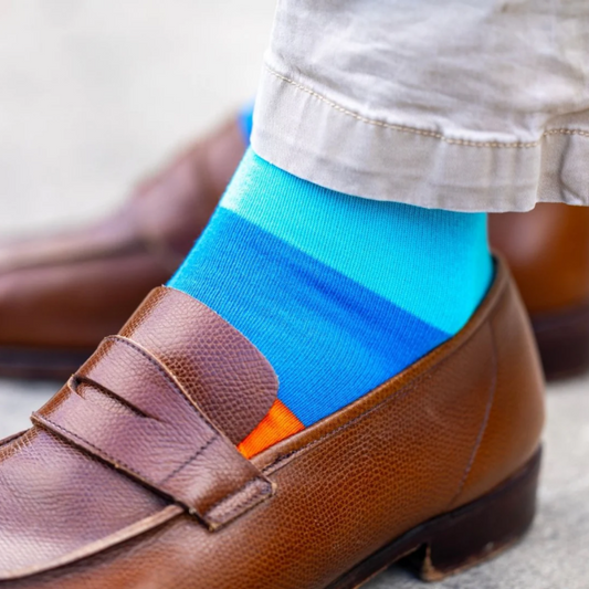 Orange and Blue Stripe Bamboo Socks