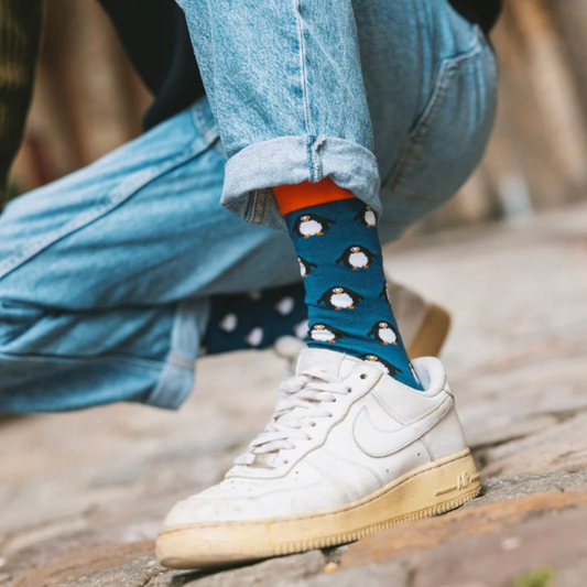 Orange Penguin Bamboo Socks
