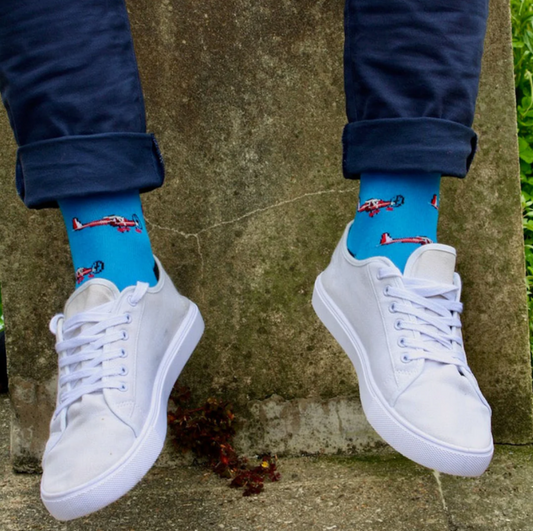 Red Aeroplane Bamboo Socks