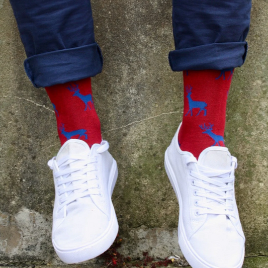 Red Stag Stripe Bamboo Socks