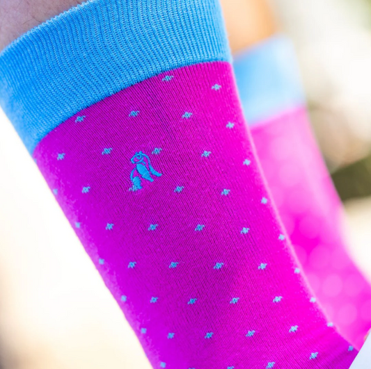 Spotted Pink and Blue  Bamboo Socks