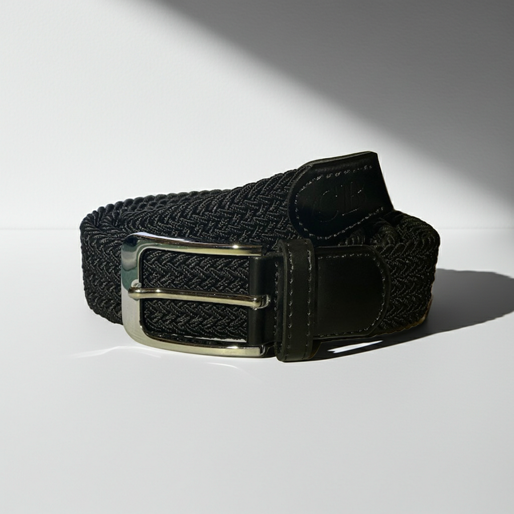 Men's Woven Stretch Belt in Khaki
