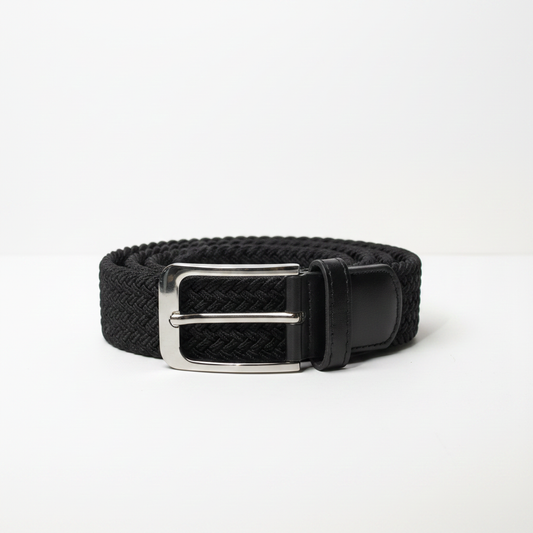 Men's Woven Stretch Belt in Black