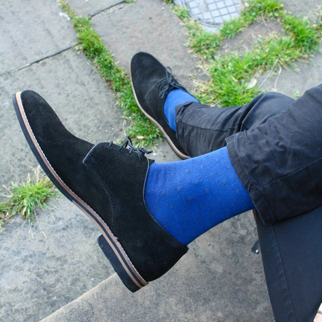 Spotted Royal Blue Bamboo Sock