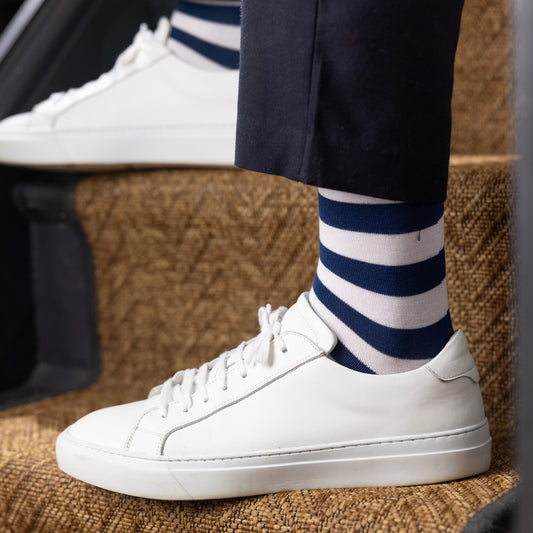 Navy, Yellow and Blue Stripe Bamboo Cotton Socks